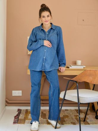 Vertbaudet Weite Umstands-Jeans dunkelblau