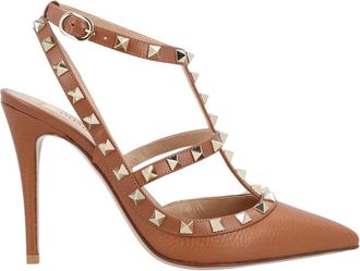 Valentino Rockstud Pointed Toe Caged Pumps - Dames - Pumps - Bruin - 38 1/2 EU - Leer - Schoenen