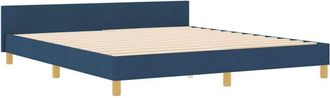 vidaXL Bed Frame with Headboard Blue 180 x 200 cm Fabric vidaXL