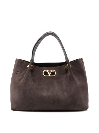 Valentino Garavani Vlogo Signature Large Suede Leather Tote