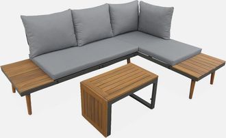 Sweeek Conjunto De Jard&iacute;n En Aluminio Y En Madera De Acacia, 4 Plazas