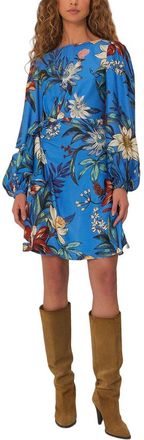 Farm Rio Farm Rio Surreal Flowers Blue Wrap Mini Dress