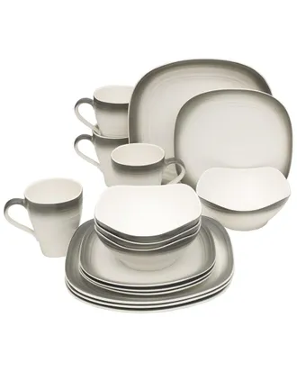 Mikasa Swirl Square 16Pc Dinnerware Set, Service For 4