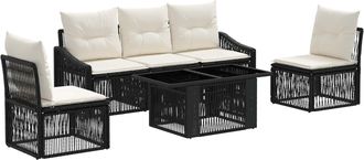 vidaXL Conjunto De Sof&aacute;s De Jard&iacute;n 6 Uds. Negro Y Blanco Crema Vidaxl
