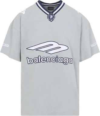 Balenciaga 3B Football V-neck T-shirt Oversized - Heren - T-shirts - Grijs - S - Katoen - Tops