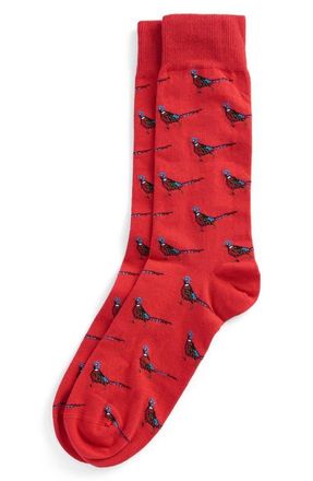 Barbour Mavin Pheasant Cotton Blend Crew Socks in Red/pheasant at Nordstrom, Size Medium