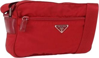 Prada Pre-owned Cross Body Bags, female, Red, Size: ONE SIZE Pre-owned Nylon Cross Body Bag