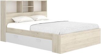 Vente-Unique Letto 140 x 190 cm Con vani portaoggetti Naturale e Bianco - VARDIEL