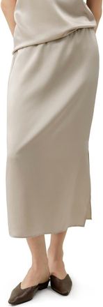LilySilk Washable Silk Charmeuse Pull-on Skirt in Silvergray at Nordstrom, Size 10