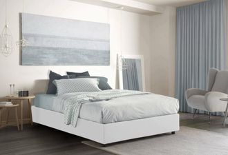 Dmora Dmora - Cama Matrimonial Dcistan, Cama Contenedor Con Revestimiento De Tela, 100% Made In Italy, Apertura Frontal, Adecuado Para Colch&oacute;n 160x190 Cm, B