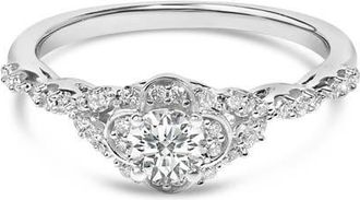 House of Brilliance 14K White Gold 1/2 Cttw Lab Grown Diamond Vintage Style Engagement Ring at Nordstrom, Size 10