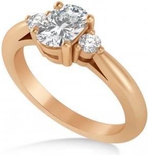 Allurez Cushion Moissanite & Diamond Three-Stone Engagement Ring 14k Rose Gold (1.14ct)