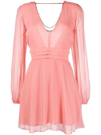 Patrizia Pepe chain-embellished V-neck dress - women - Polyester/Viscose - 40 - Pink