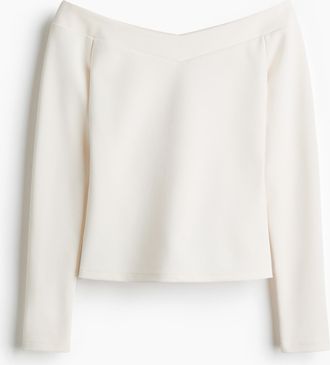 H&M Off-Shoulder-Shirt - White