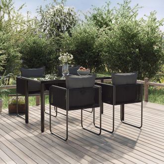 vidaXL Juego De Comedor Para Jard&iacute;n 5 Piezas Negro Vidaxl