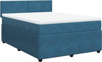 vidaXL Vidaxl - Cama Box Spring Con Colch&oacute;n Terciopelo Azul 140x190 Cm