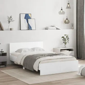 vidaXL Estructura De Cama Con Cabecero Blanca 135x190 Cm Vidaxl