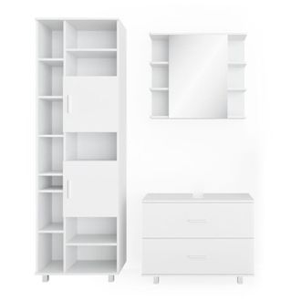 Vicco Conjunto De Muebles De Ba&ntilde;o Ilias, Blanco, 3 Partes, Con Mueble Alto