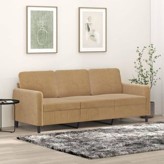 vidaXL Vidaxl - Sof&aacute; De 3 Plazas Terciopelo Marr&oacute;n 180 Cm
