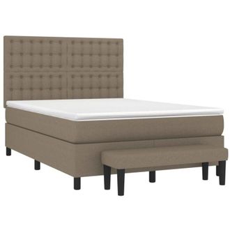 vidaXL Cama Box Spring Con Colch&oacute;n Tela Gris Taupe 140x190 Cm Vidaxl