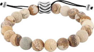 Robert Alton Stainless Steel River Rock Bead Bolo Bracelet
