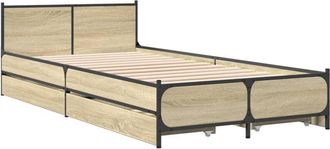 vidaXL Bed Frame with Drawers without Mattress Sonoma Oak 75x190 cm Small Single Vidaxl