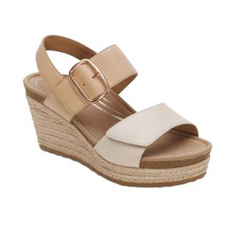 Aetrex Womens Ashley Wedge Sandal In Off White