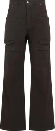 Rick Owens Bruine Canvas Jeans met Ritssluiting - Heren - Wijde Broeken - Bruin - W31 - Katoen - Broeken