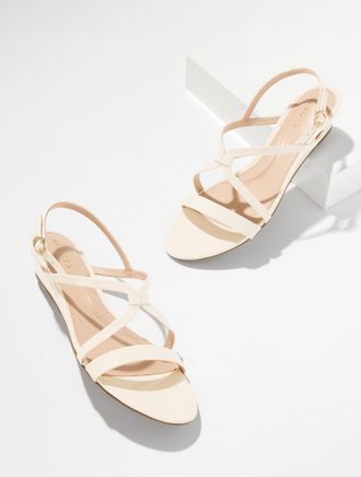 Talbots Capri Patent Leather Wedge Sandals - Talbots Ivory - 10 1/2 M