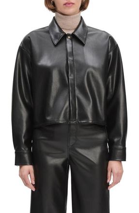 Favorite Daughter The Brady Faux Leather Shirt Jacket in Raven at Nordstrom, Size Small