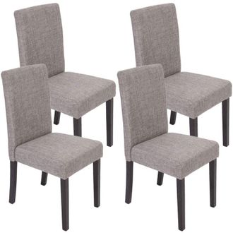 Hhg Non utilizzato] Set 4x sedie Littau tessuto soggiorno cucina sala da pranzo 43x56x90cm grigio piedi scuri