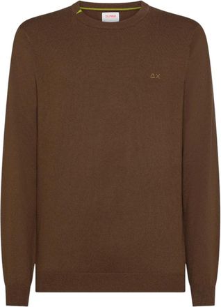 Sun 68 Sweater Basic L/S - Heren - Ronde hals truien - Bruin - 3XL - Truien & Vesten