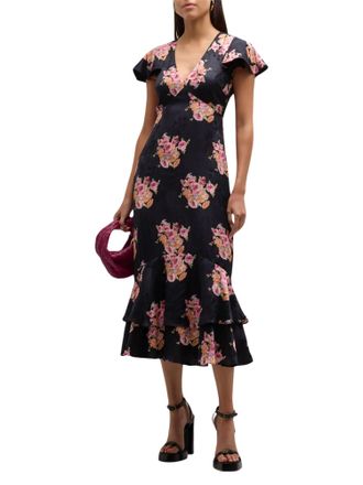 LoveShackFancy Elowen Midi Dress In Black