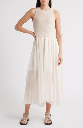 AllSaints Zenia Sleeveless Asymmetric Hem Dress in Almond White at Nordstrom, Size Medium