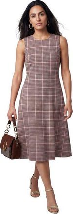 Jessica London Bi-Stretch Fit And Flare Dress in Rose Check Houndstooth at Nordstrom, Size 28