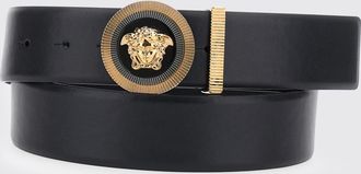 Versace Medusa Biggie Leather Belt with Logo Plaque