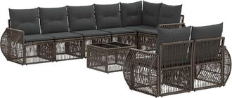 vidaXL Conjunto De Sof&aacute;s De Jard&iacute;n 9 Uds. Gris Y Gris Oscuro Vidaxl