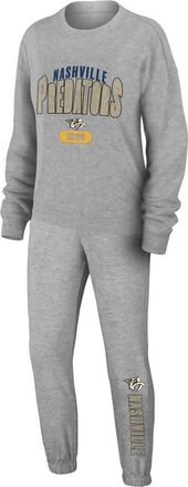 WEAR by Erin Andrews Womens WEAR by Erin Andrews Heather Gray Nashville Predators Knit Long Sleeve Tri-Blend T-Shirt & Pants Sleep Set at Nordstrom, Size X-Large