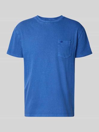 Superdry T-Shirt aus Baumwoll-Leinen-Mix mit Brusttasche in Royal, Gr&ouml;&szlig;e XXXL