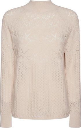 Elena Miro Intricate Openwork High-Neck Wool Sweater