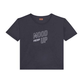 Freddy T-shirt cropped con maniche ampie e stampa Mood Up