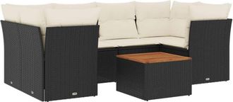vidaXL Vidaxl - Set De Comedor De Jard&iacute;n 7 Pzas Y Cojines Rat&aacute;n Sint&eacute;tico Negro