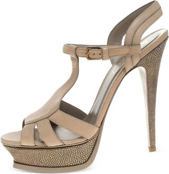 Saint Laurent Sandali in pelle con motivo Stingray - Toni neutri