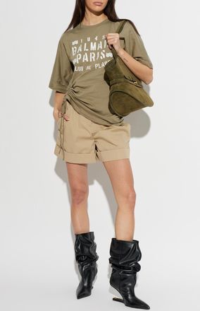 Balmain T-shirt With Print, Womens, Green