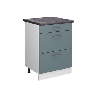 Vicco Mueble Bajo De Cocina R-line, Gris Azulado, 60 Cm Con Cajones, Et Antracita Vicco