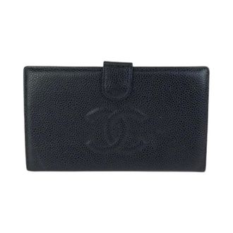 Chanel Pre-owned Vintage Caviar Skin Long Wallet - Dames - Pre-owned - Zwart - Maat: ONE Size Leer