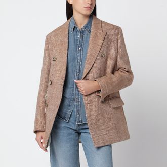 Ami Blazer doppiopetto marrone in lana vergine