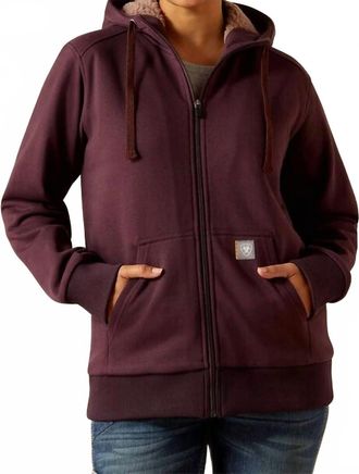 Ariat Rebar All-Weather Sherpa Full Zip Hoodie In Fudge