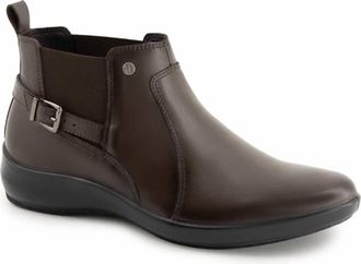 Andrea Womens Leather Ankle Booties In Dark Brown
