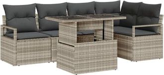 vidaXL Vidaxl - Garden Sofa Set with Cushion 6 pcs Light grey 100 x 55 x 73 cm